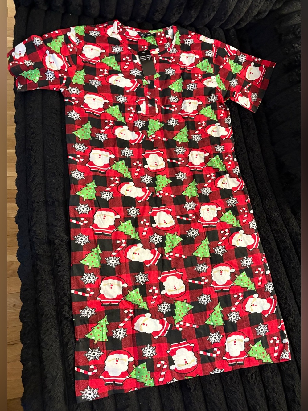 Just Love Womens Holidays Santa Xmas Short Sleeve Nightgown Sleepwear Large NWT